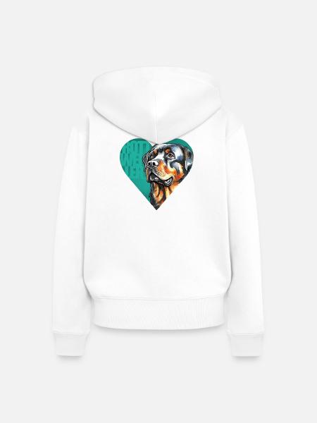 Rottweiler Portrait - Frauen Premium Bio Zip Hoodie - Weiß