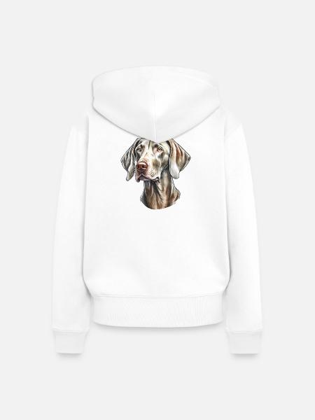 Weimaraner Portrait - Frauen Premium Bio Zip Hoodie - Weiß