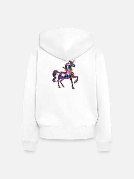 lila chormatisches Einhorn - Frauen Premium Bio Zip Hoodie - Weiß