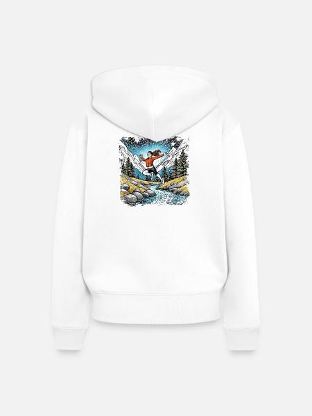 sportliches Mädchen | Bergbach - Frauen Premium Bio Zip Hoodie - Weiß