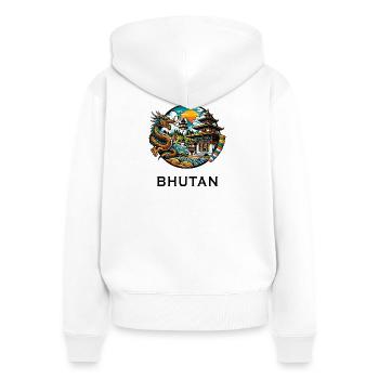 Dragon du Bhoutan Thimphu Himalaya - Sweat à capuche zippé Premium bio Femme - blanc - Dos - AI Model Female 172 light (172cm)