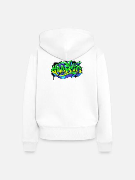 Graffiti Kunst Strassenkunst Zeichnen Illustration - Frauen Premium Bio Zip Hoodie - Weiß