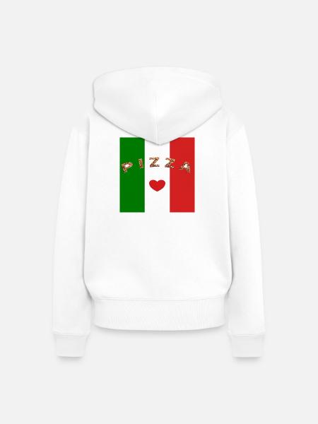Ich liebe Pizza - Frauen Premium Bio Zip Hoodie - Weiß