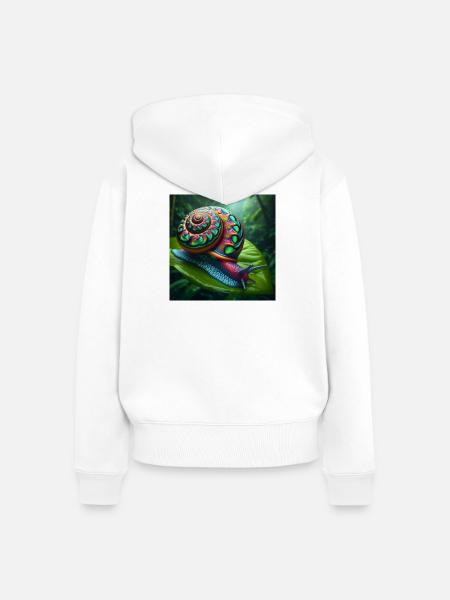 Mehrfarbige Schnecke - Frauen Premium Bio Zip Hoodie - Weiß