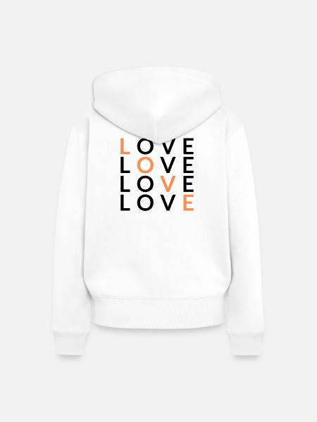 4 LOVE orange - Frauen Premium Bio Zip Hoodie - Weiß