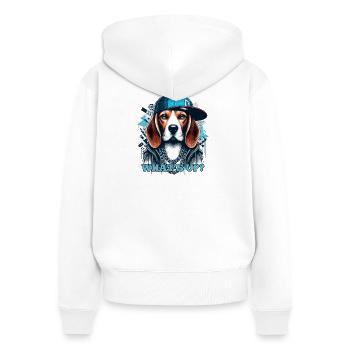 Beagle Gangsta Was geht ab? Hund Geschenk - Frauen Premium Bio Zip Hoodie - Weiß - Hinten - AI Model Female 172 light (172cm)