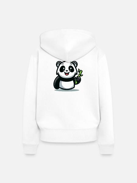 Panda-Snackzeit: Der Bambusfresser - Frauen Premium Bio Zip Hoodie - Weiß
