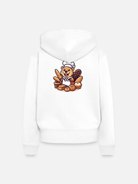 Baker Beaver: Der Konditorei-Profi - Frauen Premium Bio Zip Hoodie - Weiß