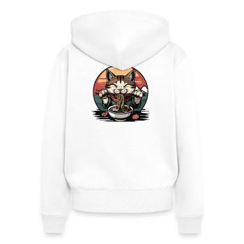 Lustig Katze Ramen Nudeln Japan Katze Vintage - Frauen Premium Bio Zip Hoodie - Weiß - Hinten - AI Model Female 172 light (172cm)