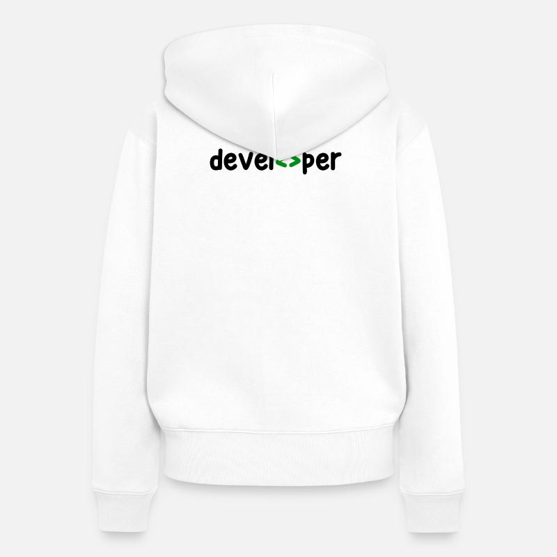 Développeur Spruch Coden Softwareentwickler Nerd - Sweat à capuche zippé Premium bio Femme - blanc