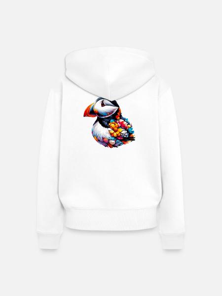 Papageitaucher - Frauen Premium Bio Zip Hoodie - Weiß
