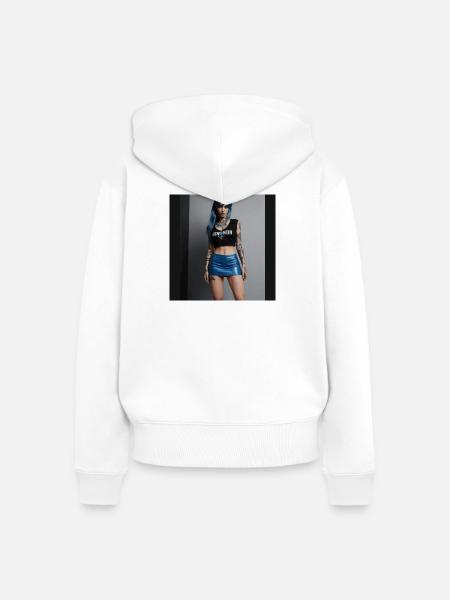 Rebellisches Mädchen - Frauen Premium Bio Zip Hoodie - Weiß