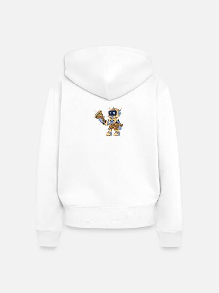 Roboter isst Pizza - Frauen Premium Bio Zip Hoodie - Weiß