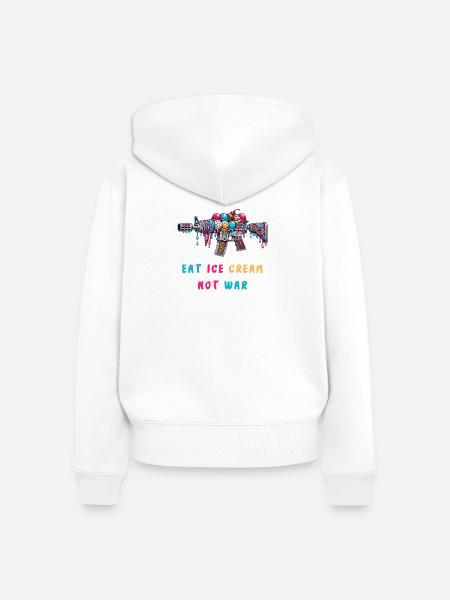 Eiscreme statt Krieg - Frauen Premium Bio Zip Hoodie - Weiß