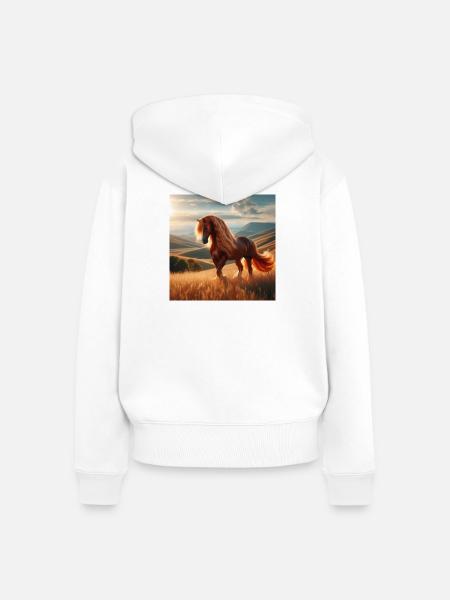 Freies Pferd - Frauen Premium Bio Zip Hoodie - Weiß