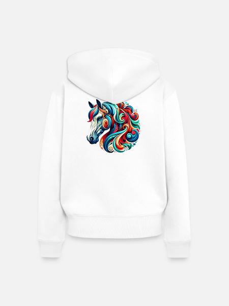 Pferd - Frauen Premium Bio Zip Hoodie - Weiß