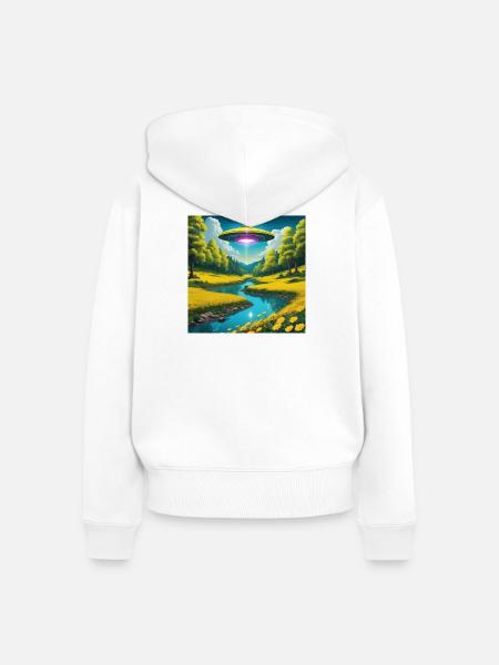 UFO - Frauen Premium Bio Zip Hoodie - Weiß