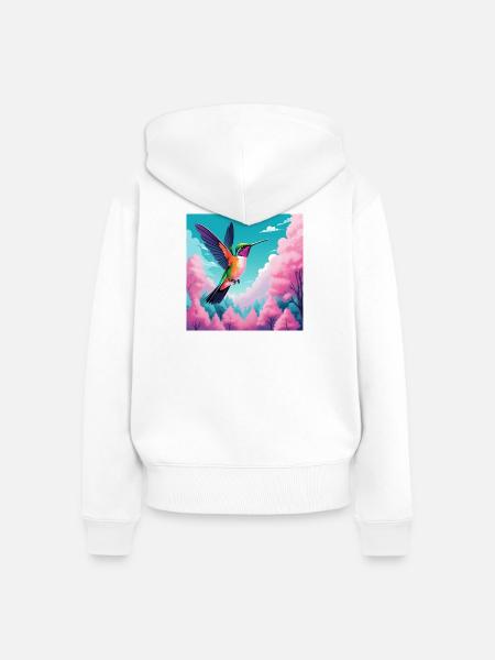 Kolibri - Frauen Premium Bio Zip Hoodie - Weiß