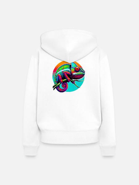 Chamäleon - Frauen Premium Bio Zip Hoodie - Weiß