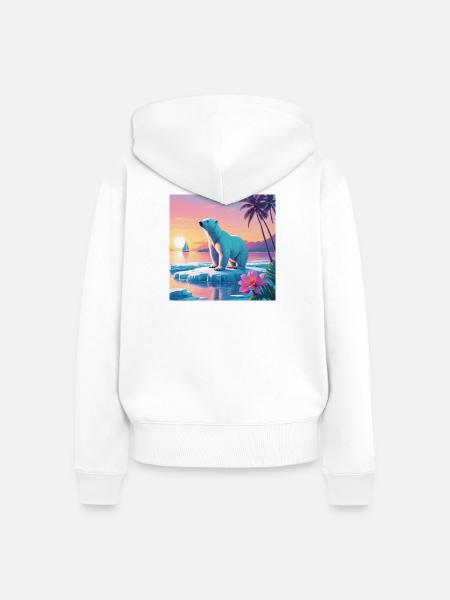 Eisbär im Urlaub - Frauen Premium Bio Zip Hoodie - Weiß