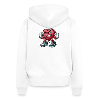 Wütendes Herz Design - Frauen Premium Bio Zip Hoodie - Weiß - Hinten - AI Model Female 172 light (172cm)