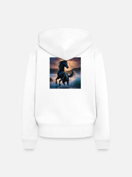 Pferd - Frauen Premium Bio Zip Hoodie - Weiß