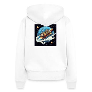 Raketenflug durchs All - Frauen Premium Bio Zip Hoodie - Weiß - Hinten - AI Model Female 172 light (172cm)