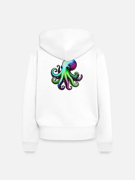 Krake - Frauen Premium Bio Zip Hoodie - Weiß