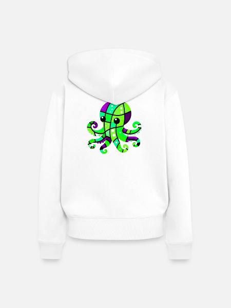 Krake - Frauen Premium Bio Zip Hoodie - Weiß