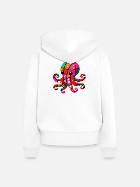 Krake - Frauen Premium Bio Zip Hoodie - Weiß