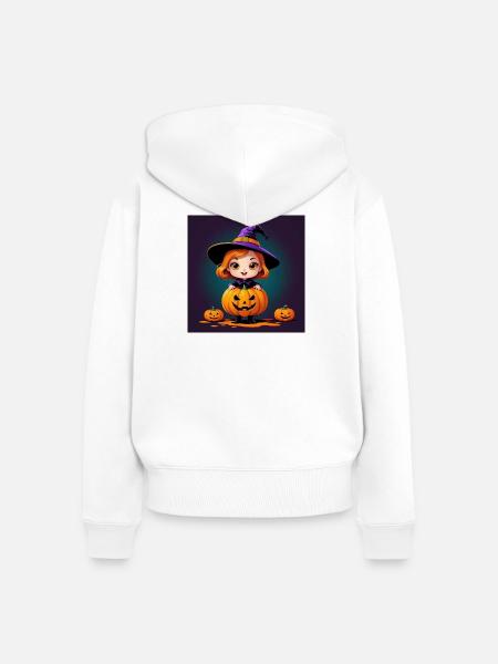 Halloween Pumpkin Witch - Frauen Premium Bio Zip Hoodie - Weiß