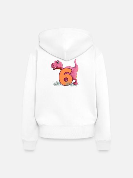 Nr.6 Dino - Frauen Premium Bio Zip Hoodie - Weiß