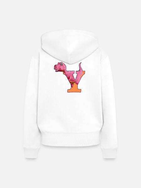 Y - DINOSAURIER, Personalisierbar - Frauen Premium Bio Zip Hoodie - Weiß