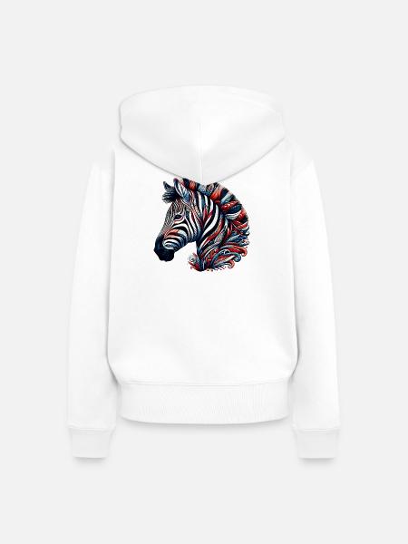Zebra - Frauen Premium Bio Zip Hoodie - Weiß