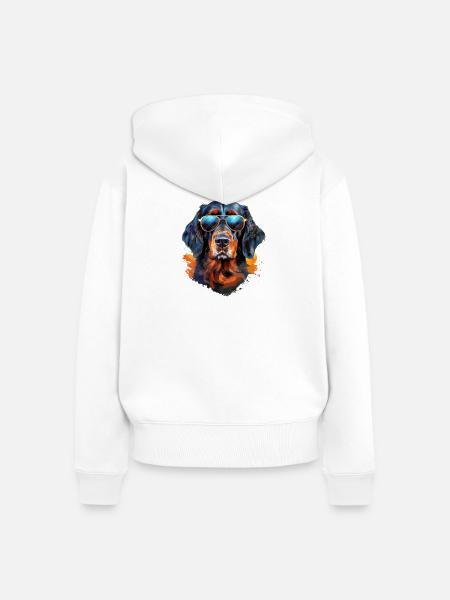Gordon Setter mit Sonnenbrille - Frauen Premium Bio Zip Hoodie - Weiß