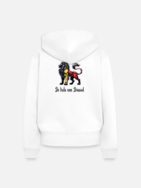 Brüssel Löwen Flaggen Design - Frauen Premium Bio Zip Hoodie - Weiß