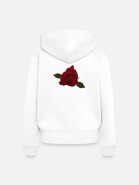 Rote Rose, Blume, Draufsicht - Frauen Premium Bio Zip Hoodie - Weiß