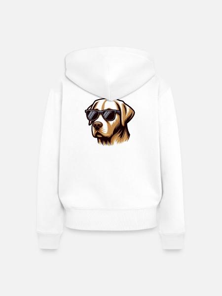 Cooler Labrador Hundekopf - Frauen Premium Bio Zip Hoodie - Weiß