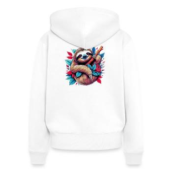Paresse - Sweat à capuche zippé Premium bio Femme - blanc - Dos - AI Model Female 172 light (172cm)