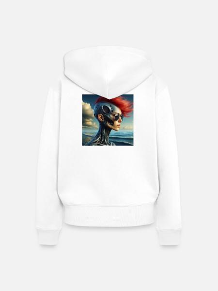 Cyberpunk-Frau - Frauen Premium Bio Zip Hoodie - Weiß