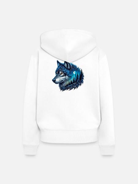 Wolf - Frauen Premium Bio Zip Hoodie - Weiß