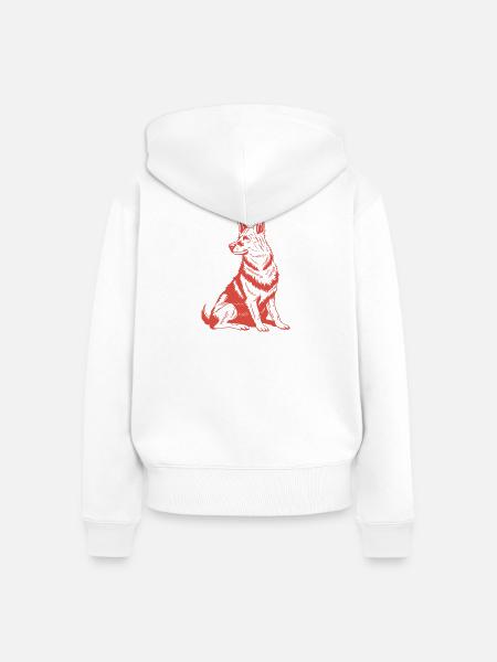 Treuer Begleiter – Detaillierte Hundegrafik - Frauen Premium Bio Zip Hoodie - Weiß