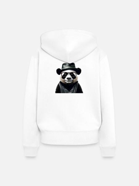 Stylischer Panda mit Zubehör - Frauen Premium Bio Zip Hoodie - Weiß