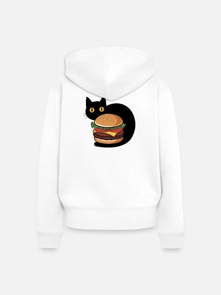 Burger Katze - Frauen Premium Bio Zip Hoodie - Weiß