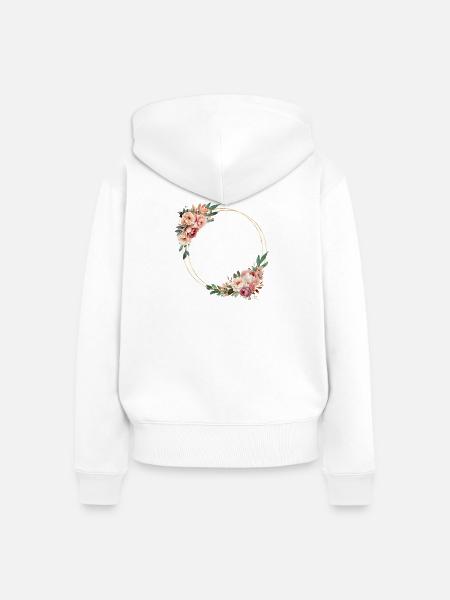 Rustikaler Blumen-Kranz, personalisierbar - Frauen Premium Bio Zip Hoodie - Weiß