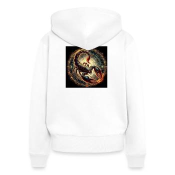 SCORPION \ Tierkreiszeichen - Frauen Premium Bio Zip Hoodie - Weiß - Hinten - AI Model Female 172 light (172cm)