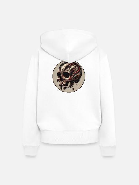 Kunstvoller Schädel - Frauen Premium Bio Zip Hoodie - Weiß