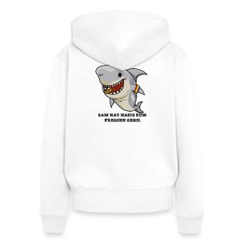 Hai hasst Nazis - Frauen Premium Bio Zip Hoodie - Weiß - Hinten - AI Model Female 172 light (172cm)