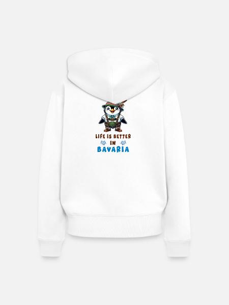 Bayerischer Pinguin - Frauen Premium Bio Zip Hoodie - Weiß