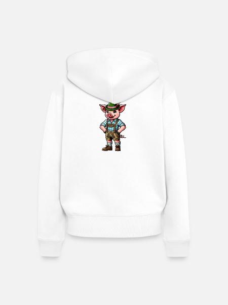 Bayerisches Schwein - Frauen Premium Bio Zip Hoodie - Weiß